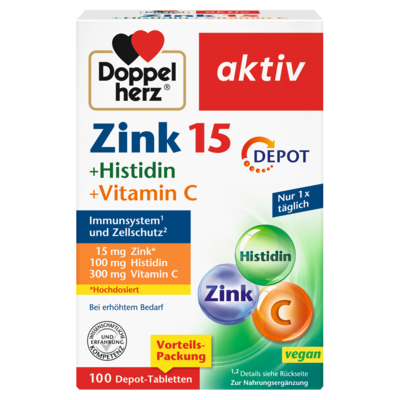 DOPPELHERZ Zink 15 mg+Histidin+Vit.C Depot aktiv