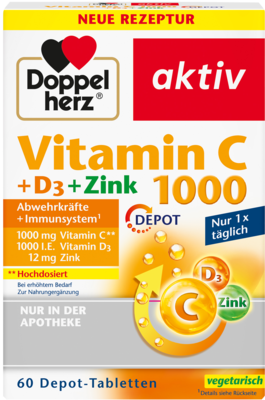 DOPPELHERZ Vitamin C 1000+D3+Zink Depot Tabletten