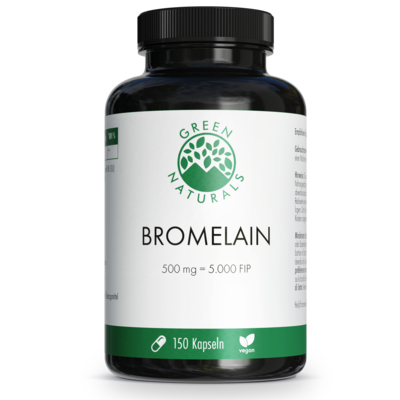 GREEN NATURALS Bromelain 500 mg vegan mit 5000 FIP